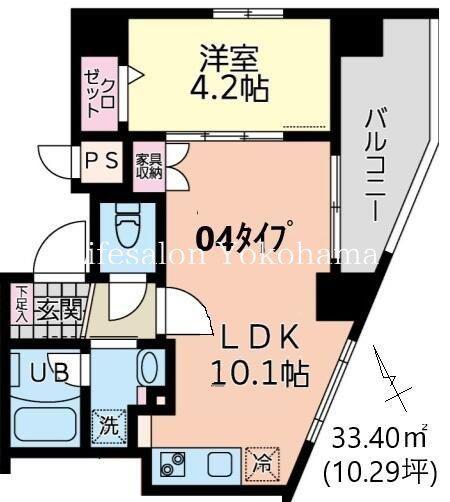 イーストサイド(1LDK/8階)の間取り写真