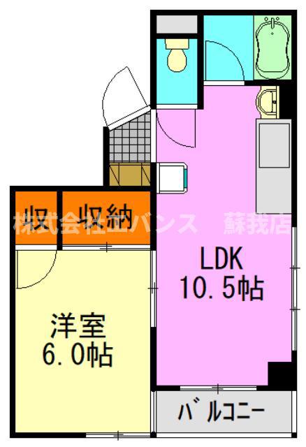 エヴァーグリーン本千葉(1LDK/4階)の間取り写真