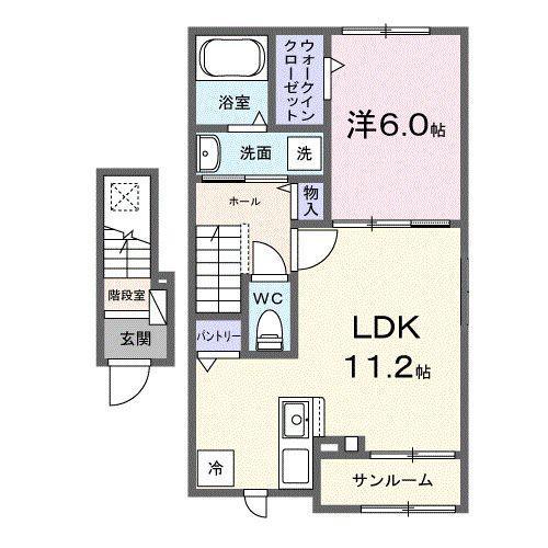 インサイドF(1LDK/2階)の間取り写真
