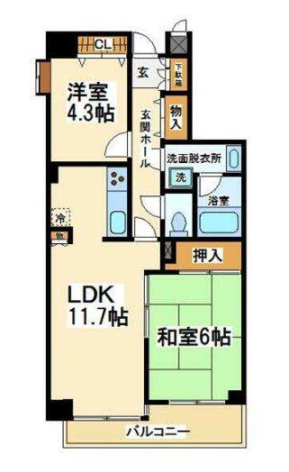 南烏山パークホームズ(2LDK/2階)の間取り写真