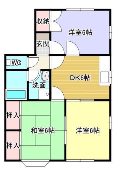 プラザ野本B(3DK/1階)の間取り写真