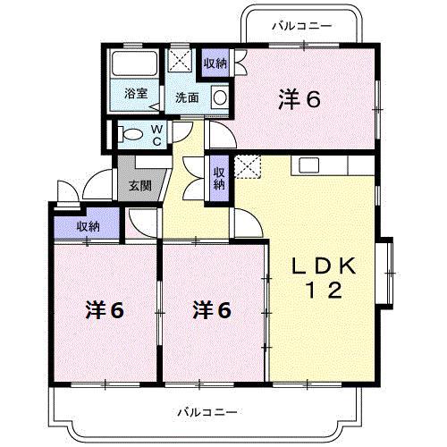ハーモニー江津(3LDK/2階)の間取り写真