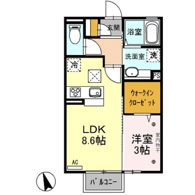 ローランド(1LDK/1階)の間取り写真