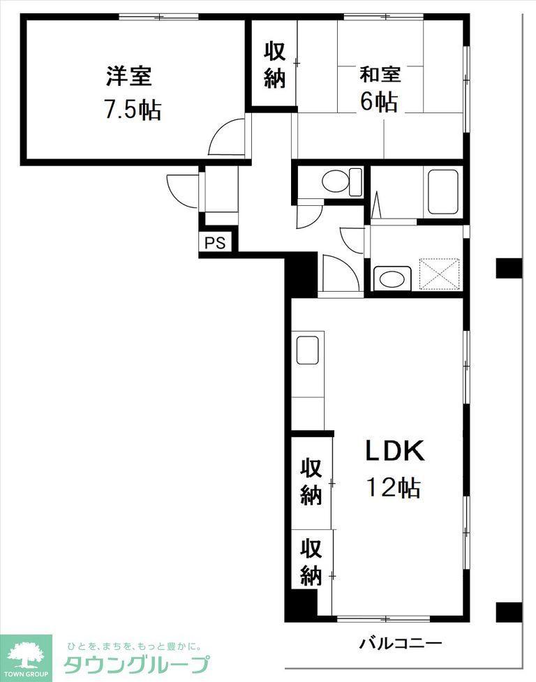 パインクレスト調布(2LDK/4階)の間取り写真
