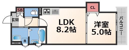 クリエオーレ中川東(1LDK/3階)の間取り写真