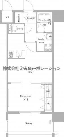 エンクレスト博多BELLE(1LDK/3階)の間取り写真