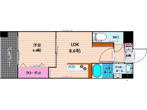 ケイス大橋(1LDK/5階)の間取り写真