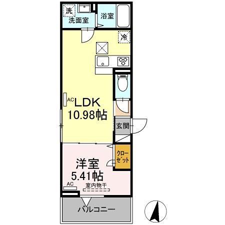 UP GOD HORIKIRI(1LDK/1階)の間取り写真