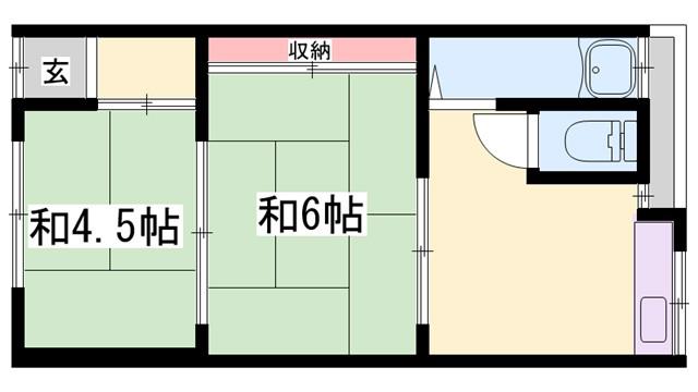 矢野文化(2K/2階)の間取り写真