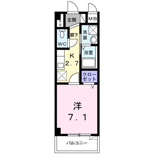 アーバンライフ 銘苅(1K/2階)の間取り写真