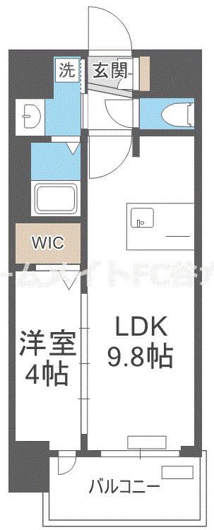 プレサンス芦原橋ヴィブラス(1LDK/2階)の間取り写真
