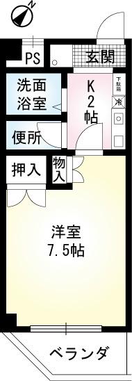 村野旭が丘ビル(1K/5階)の間取り写真