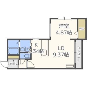 CIEL ノース22(1LDK/4階)の間取り写真