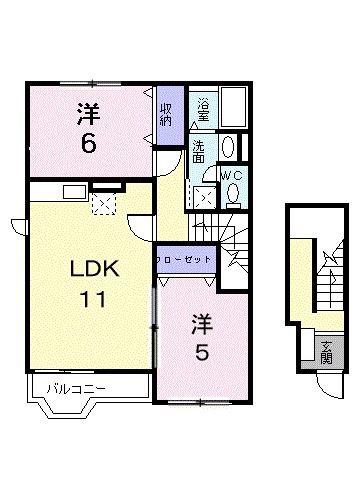 メゾン・リュエル(2LDK/2階)の間取り写真