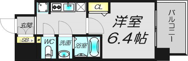 アドバンス大阪ビヤン(1K/6階)の間取り写真
