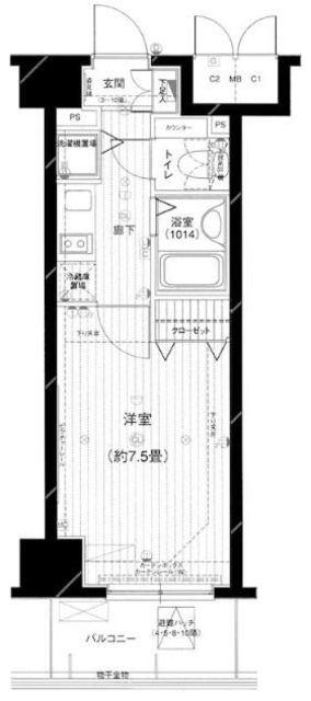 メインステージ五反田駅前(1K/9階)の間取り写真