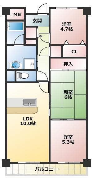グランシャリオ(3LDK/3階)の間取り写真