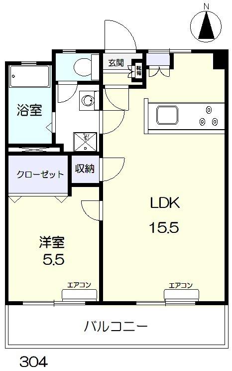 BAYSAIDE OKAYAMA(1LDK/3階)の間取り写真