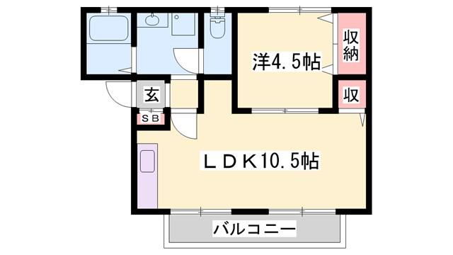 アーバン田寺(1LDK/1階)の間取り写真