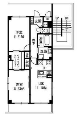 アムール二の宮(2LDK/1階)の間取り写真