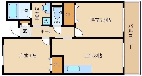 セジュール藤井寺(2LDK/3階)の間取り写真