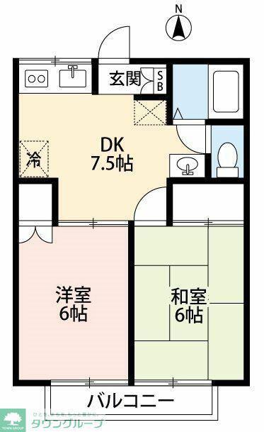 エコーハイツ(2DK/1階)の間取り写真