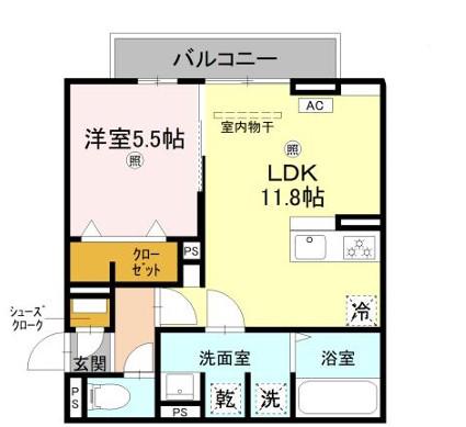 D-PLACE良野(1LDK/2階)の間取り写真