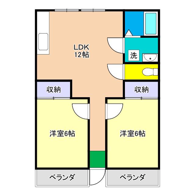 ラヴィーン横浜(2LDK/2階)の間取り写真