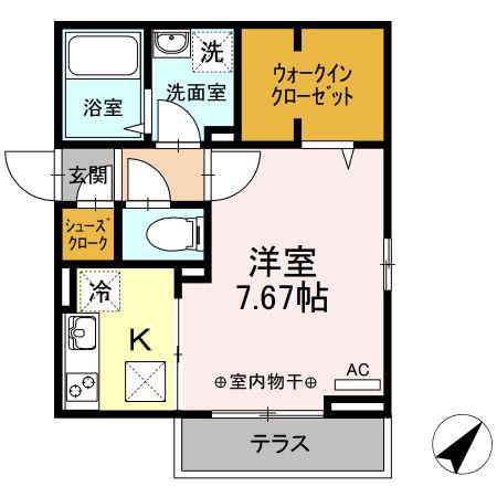サンハイムS(1K/1階)の間取り写真