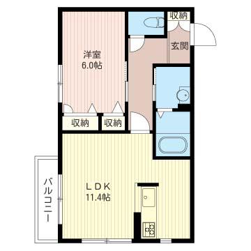 ビューテラス(1LDK/2階)の間取り写真