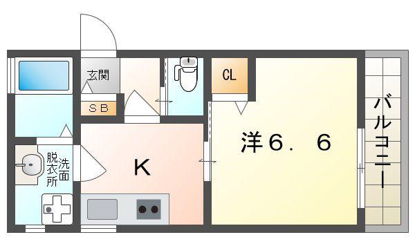 カーサヴィター門真市栄町(1K/2階)の間取り写真