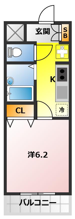 ドミール上福岡(1K/2階)の間取り写真