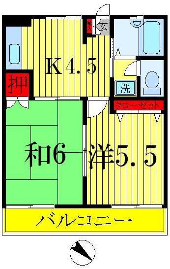 ハイネスマリモ(2K/3階)の間取り写真