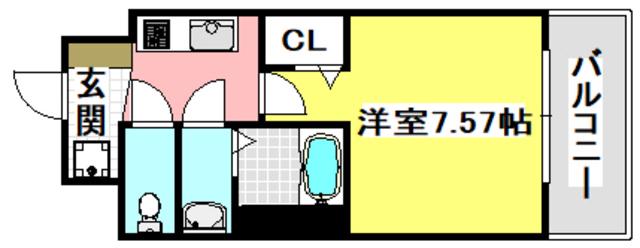 ロイス茨木奈良町(1K/7階)の間取り写真
