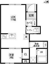 リーブルファイン中鶉II(1LDK/1階)の間取り写真