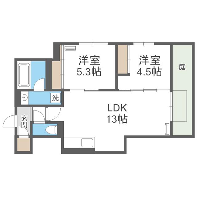 D-ROOM伊賀駅東(2LDK/1階)の間取り写真