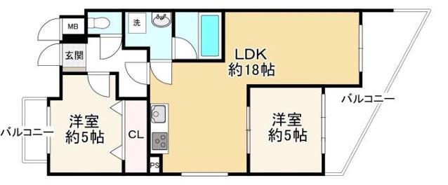 ビバリーハウス青谷弐番館(2LDK/3階)の間取り写真