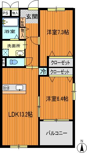 エステート住栄(2LDK/3階)の間取り写真