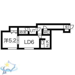 ハピネス北2条I(1LDK/2階)の間取り写真