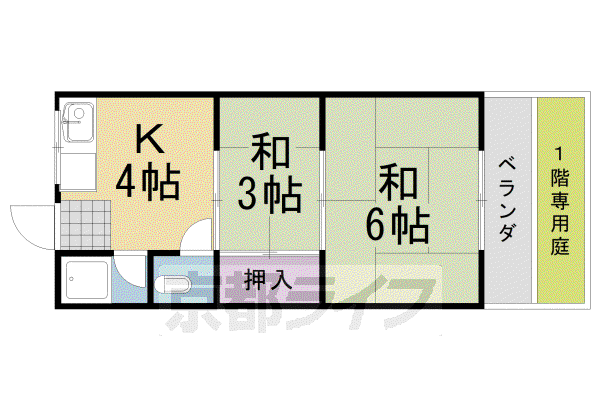 コーポ樫原(2DK/2階)の間取り写真