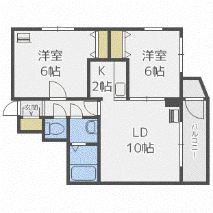 ルピナス18(2LDK/1階)の間取り写真