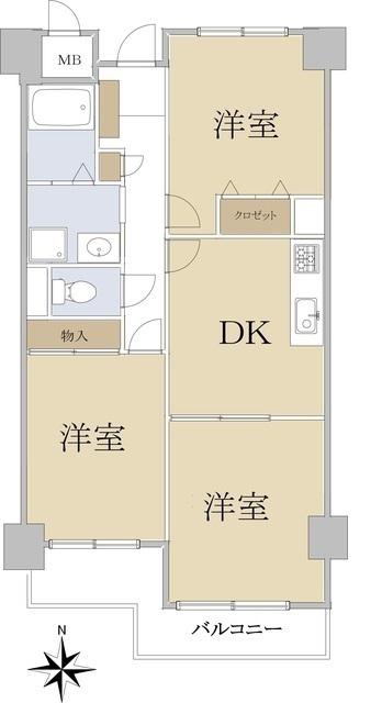 リバーサイド香櫨園(3DK/2階)の間取り写真