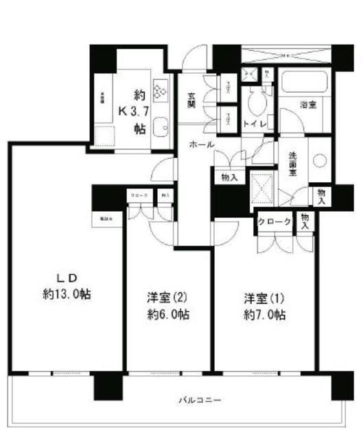 リバーポイントタワー(2LDK/5階)の間取り写真
