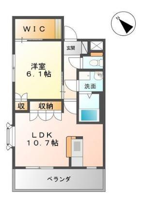 ウィッシュ(1LDK/1階)の間取り写真