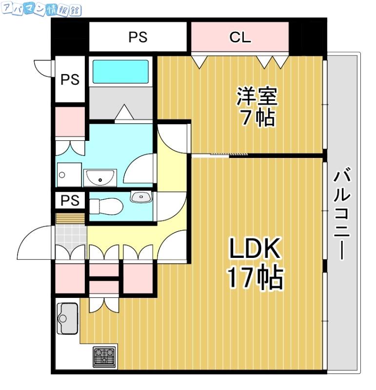 パレスマンション多門(1LDK/3階)の間取り写真