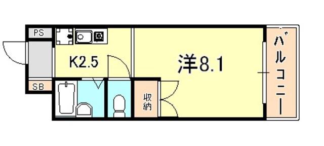 サイトピア本山(1K/2階)の間取り写真