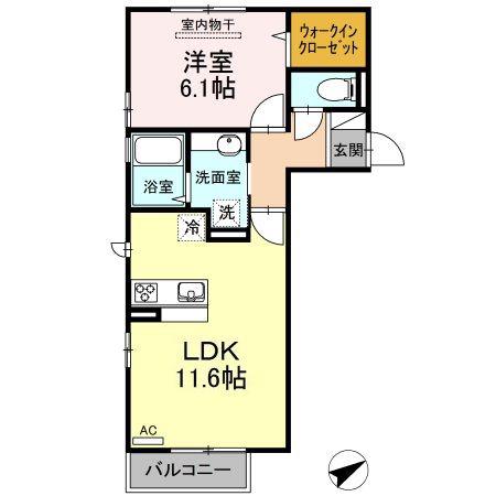 ペニーレイン(1LDK/2階)の間取り写真