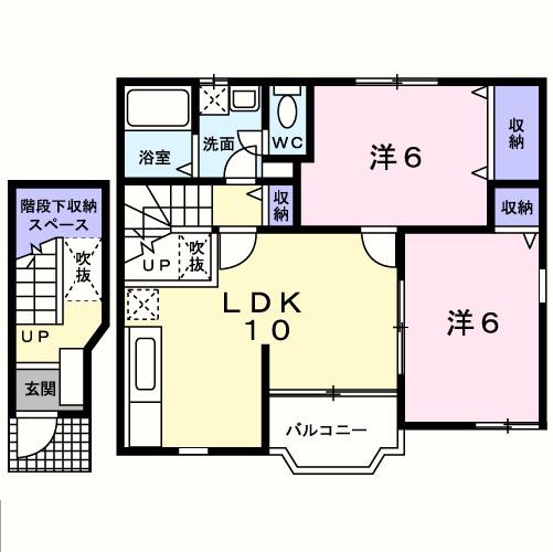 アデリーヌ(2LDK/2階)の間取り写真