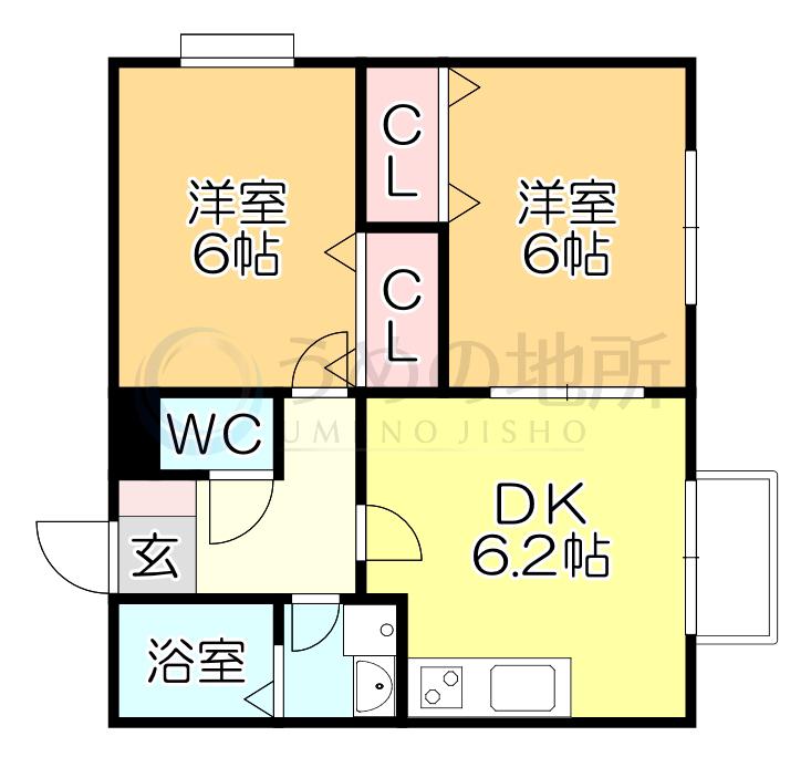 シャルム津福(2DK/2階)の間取り写真