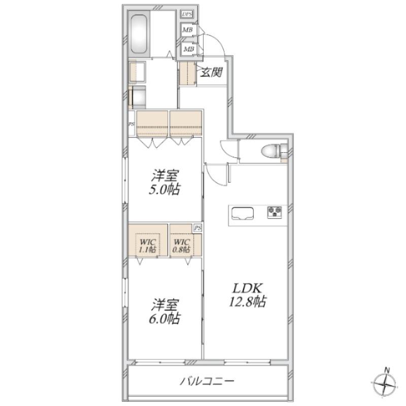 エスポワール 大宮(2LDK/3階)の間取り写真